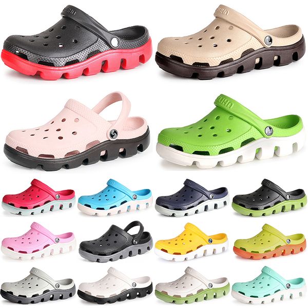 

2021 waterproof summer hole shoes slippers women's soft-soled outer wear half-drag nurse sandals thick-soled men women ten contrasting, Black