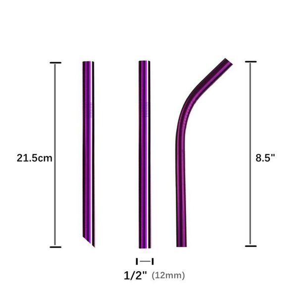 

4pcs 12mm metal drinking straw reusable 304 stainless steel straws set with brush bubble tea smoothies straw bar party a jllqyb