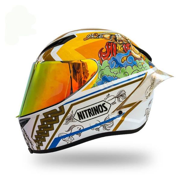 

white ares helmet personality racing helmet motorcycle full face full cover safety for men and women all seasons