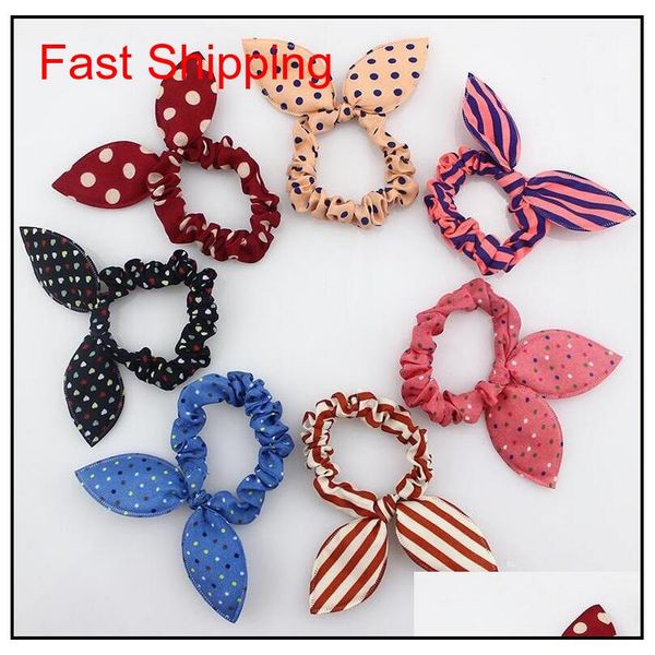

new 100pcs/lot children women hair band cute polka dot bow rabbit ears headband girl ring scrunchy kids pony qyluuu homebag, Slivery;white