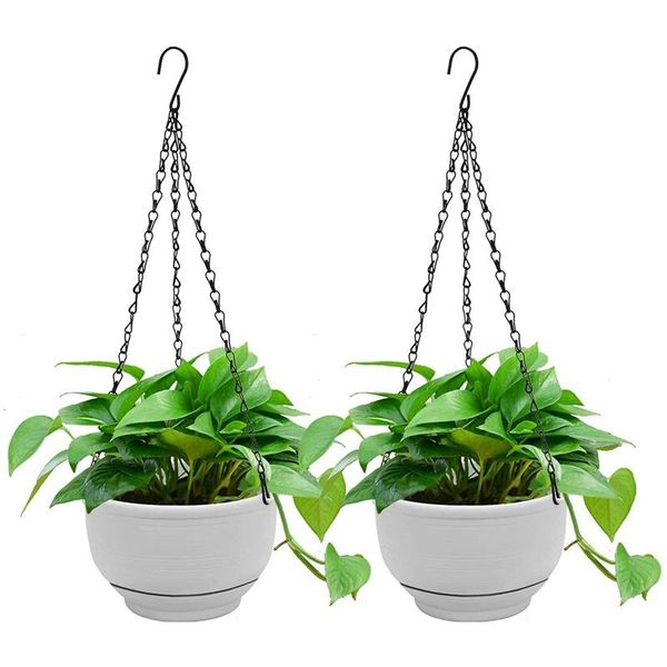 

other garden supplies 2 packs 8 inches hanging planter self watering basket , flower pot with detachable base for
