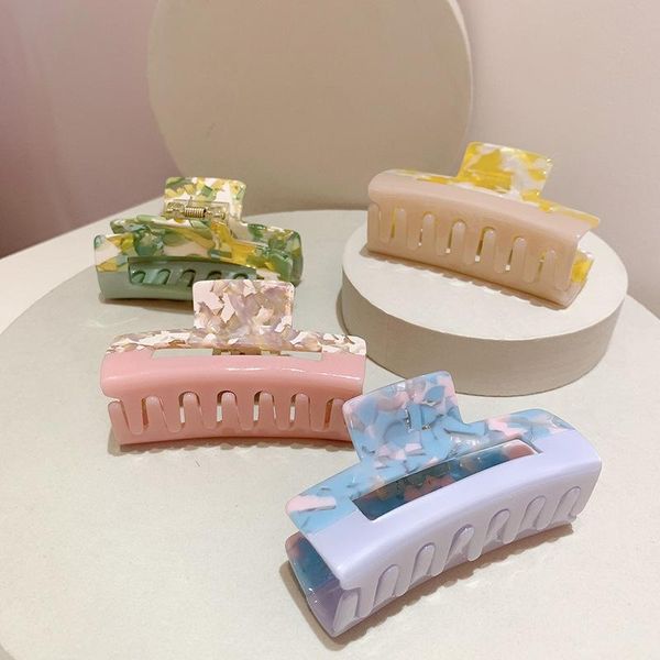 

hair clips & barrettes amorcome korean large acetate acrylic candy color geometric square for women headwear accessories, Golden;silver
