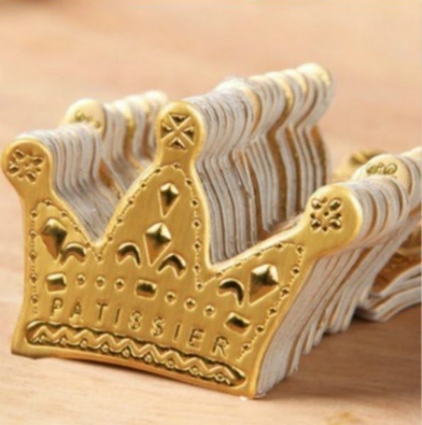 Gold Princess Crown Cake Topper Bomboniere Party Cupcake Picks Matrimonio Compleanno Decorazioni Accessori