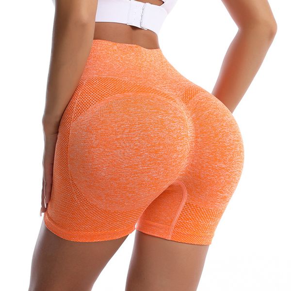 

2021 seamless sports hip lifting fitness shorts quick dry tight peach hip yoga pants women's summer, Gray