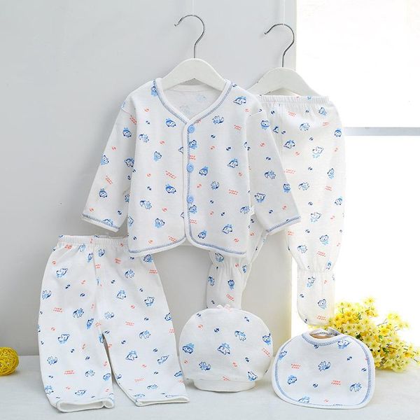 Kleidungssets 5-teiliges Born-Kleidung-Baby-Geschenke-Set aus reiner Baumwolle 0-12 Monate Kinderanzug für Mädchen Jungen Unisex ohne Boxen