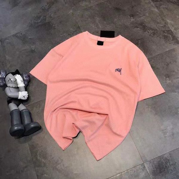

high version 2021 summer new fashion chest back letter printing simple casual pink gentle white couple short sleeves