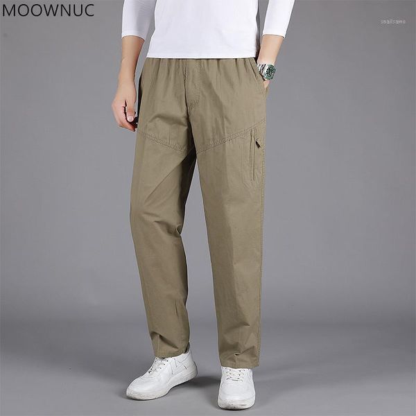 

men's pants 2021 spring and autumn fashion casual fattening up loose straight cargo cotton sweatpants, Black