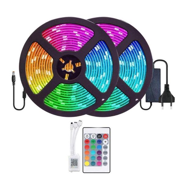 

wedding decorative fairy lights 10m 24 key rgb led strip light waterproof bluetooth tape lamp with remote control