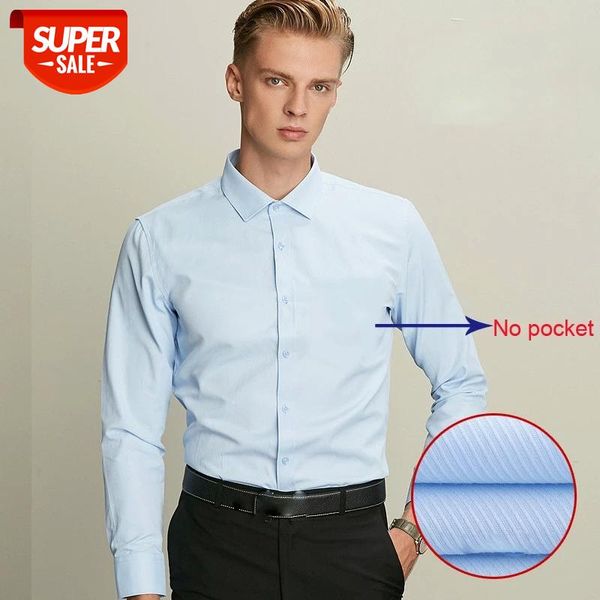 

new 2020 men solid color shirts casual long sleeve mens shirt slim fit business male social dress shirts size -4xl no pocket #sy0v, White;black
