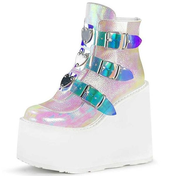 

boots 43 thick bottom slope heel belt short women's size buckle muffin super high heeled waterproof platform, Black