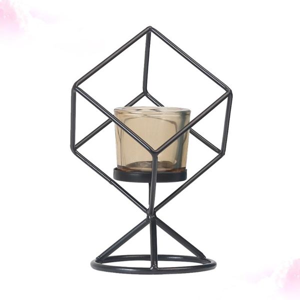 

candle holders geometric iron art candlestick romantic holder unique deskadornment creative stand with glass cup for home par
