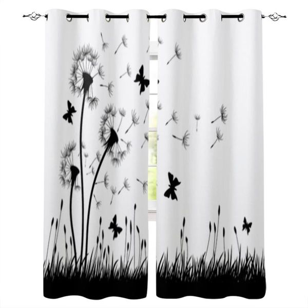 

curtain & drapes black dandelion flower butterfly blackout curtains for living room child bedroom kitchen window treatments
