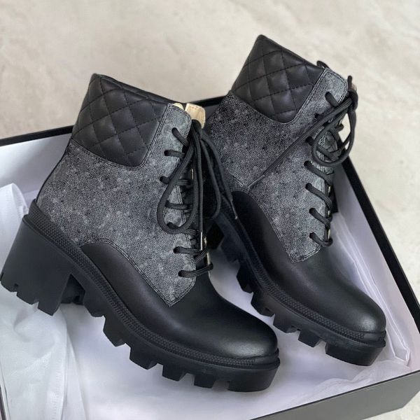 

women's gg ankle boot designer martin boots supreme canvas lace up genuine leather chelsea boot winter trail ankle boot with box, Black