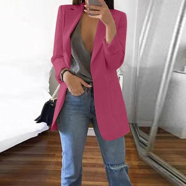 

women's suits & blazers 2021 blazer women spring and autumn female solid casual pockets long sleeve work suit coat office british style, White;black