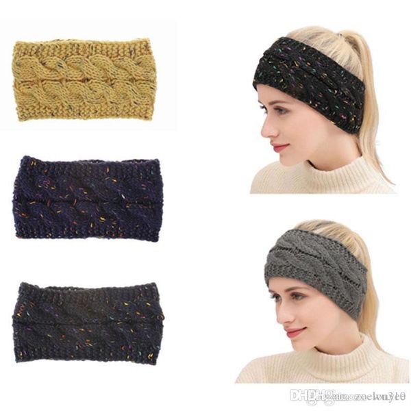 

women's winter knitted headband with dot flower hairband elastic breathable winter warm ear protector colorful female headband dh0816