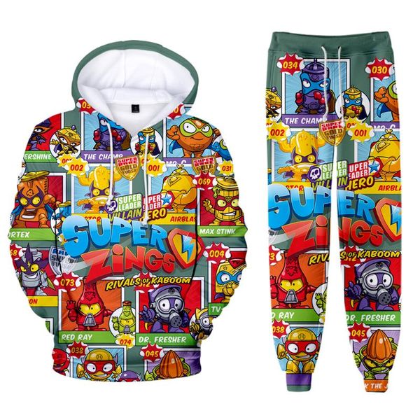 

men's tracksuits children boys girls superzings tracksuit 2 pieces set sweatshirt and sweatpants super zings streetwear anime, Gray
