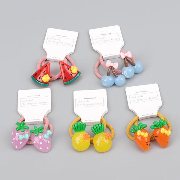 

hair accessories children's bowknot ornaments flowers fruit tie cartoon strawberry watermelon elastic bands, Slivery;white