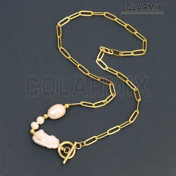 

pendant necklaces 6 pcs pearls link chain necklace gold color elegant 90029, Silver