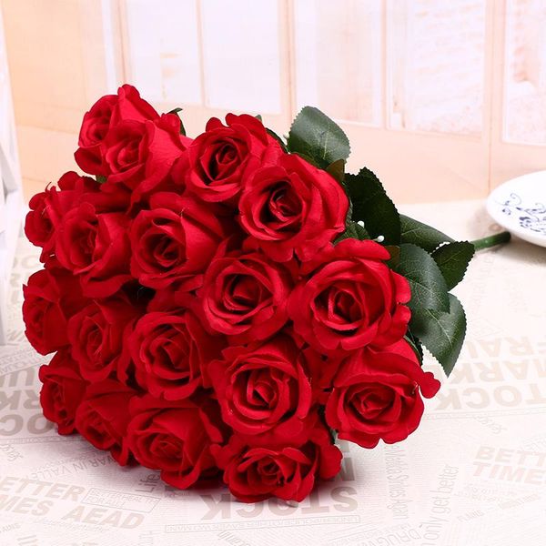 

2 colors pretty charming 1 bouquet artificial rose flowers festival party decorative flower wedding christmas home decal flower