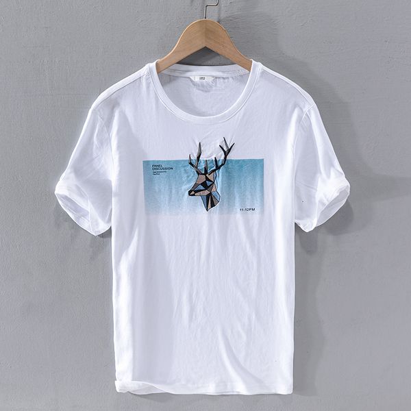 

2021 new summer embroidery short-sleeved linen shirt japanese style loose t-shirt for men casual fashion t shirts male trend dkkn, White;black