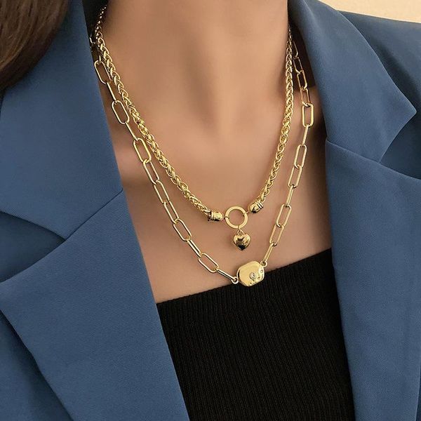 

chains vintage necklace gold chain women's jewelry layered accesories for girl clothing aesthetic gift fashion pendant hip hop, Silver