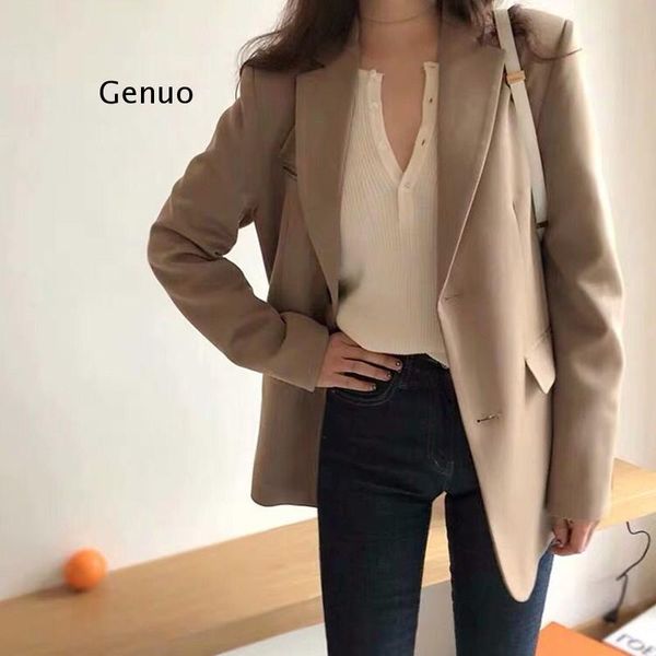 

women's suits & blazers spring fashion blazer jacket women casual pockets long sleeve work suit coat office lady solid slim, White;black
