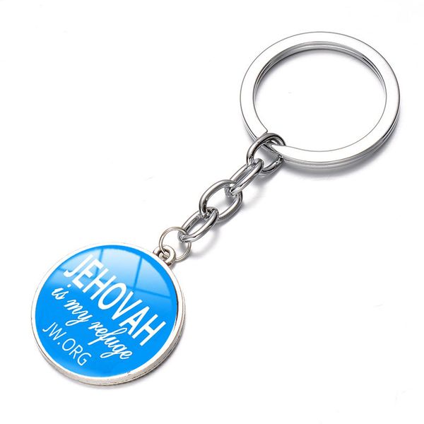 

jw.org bright color simple keychain jehovah's witness glass cabochon crystal long key chain silver plated car bag keyring