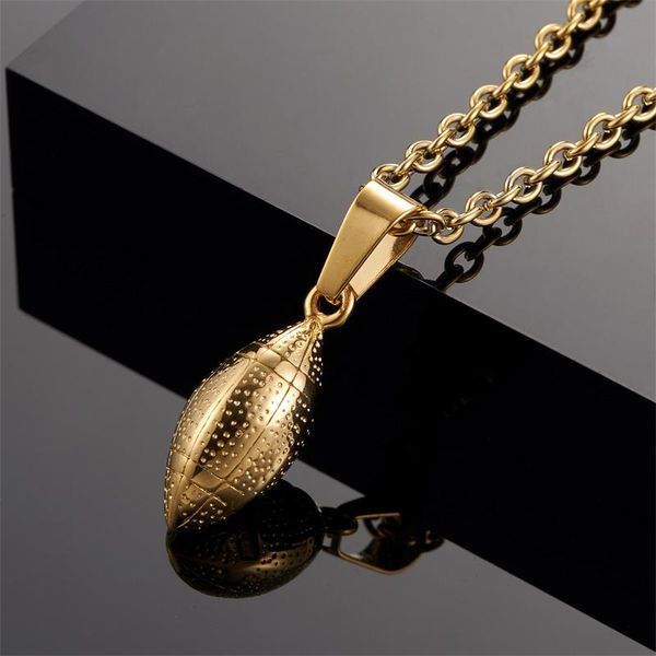 

pendant necklaces men's trendy necklace 316l stainless steel sports football men long chain classic pendants for, Silver