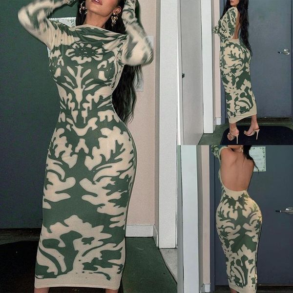 

casual dresses long sleeve backless camouflage dress summer women fashion streetwear outfits solid club clothing, Black;gray