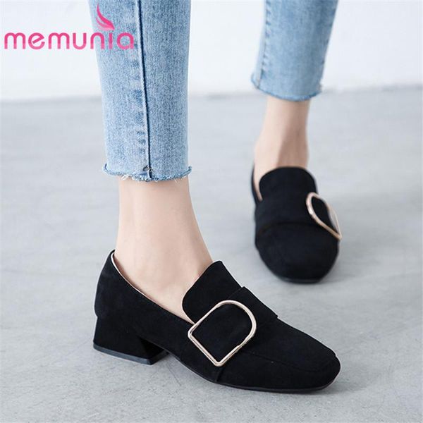 

dress shoes memunia 2021 arrival pumps women flock buckle spring summer single classic ladies office, Black