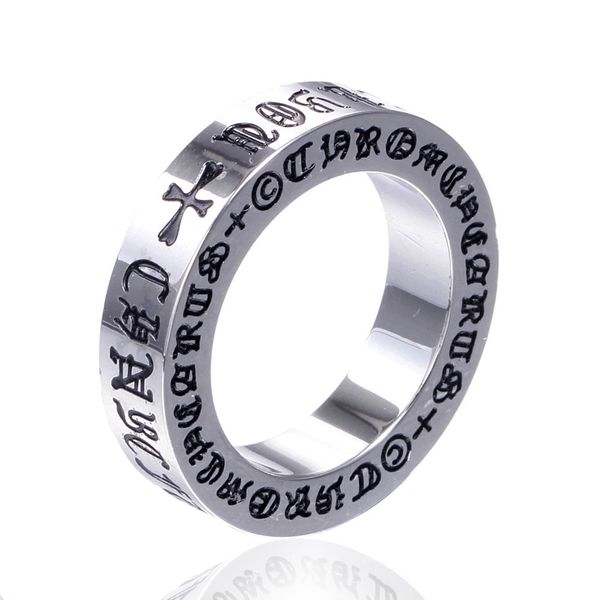 

delicate ring custom made six character zhenyan stainless steel, Silver