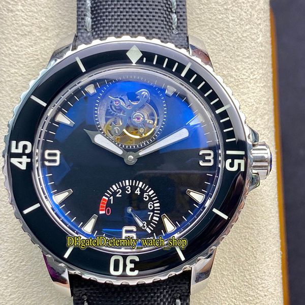 Orologi eternità JBF Ultimo aggiornamento Fifty Fathoms Real Tourbillon Automatico 5025-1530-52 Riserva di carica Quadrante Orologio da uomo Cassa in acciaio inossidabile Cinturino in nylon zaffiro