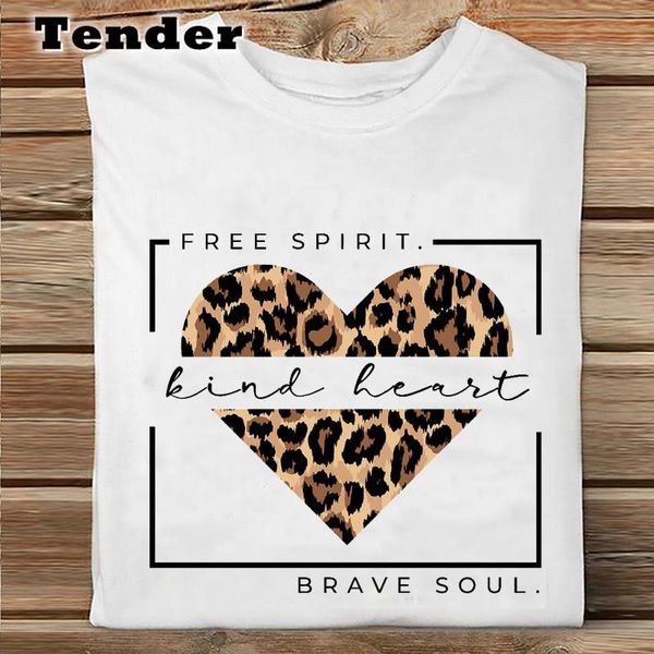 

women's t-shirt women leopard love heart fashion tshirts cute cartoon summer punk clothes tshirt female tee ladies graphic, White