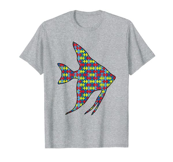

angelfish autism awareness kids pet puzzle day mom gift t-shirt, White;black