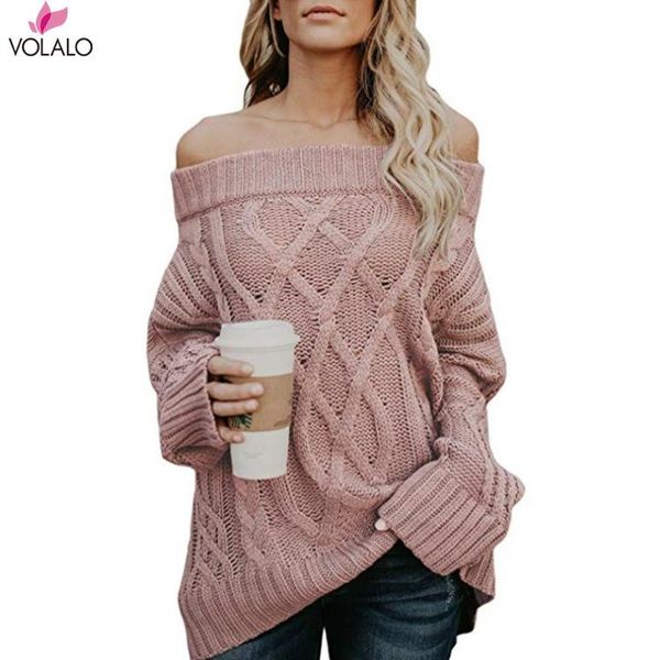 

women's sweaters 2021 spring winter women criss cross long sleeve slash-neck pullovers knitted loose warmthickened, White;black