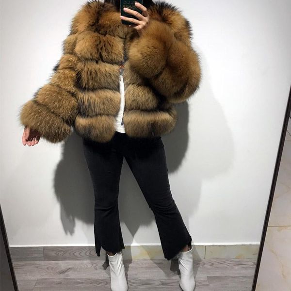 

women's fur & faux women natural jacket ladies real raccoon, Black