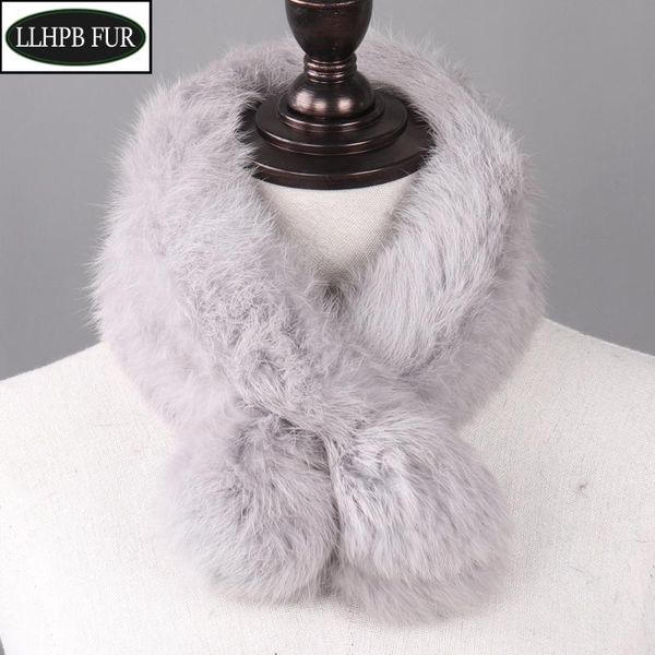 

scarves women real fur scarf 100% genuine warm soft neckerchief lady handmade ring, Blue;gray