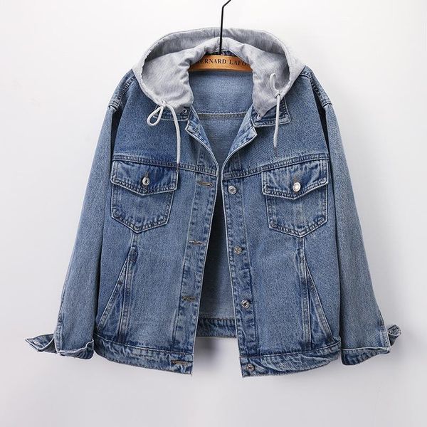

women's jackets 2021 spring and autumn korean version of the long-sleeved denim short jacket slim hooded top, Black;brown