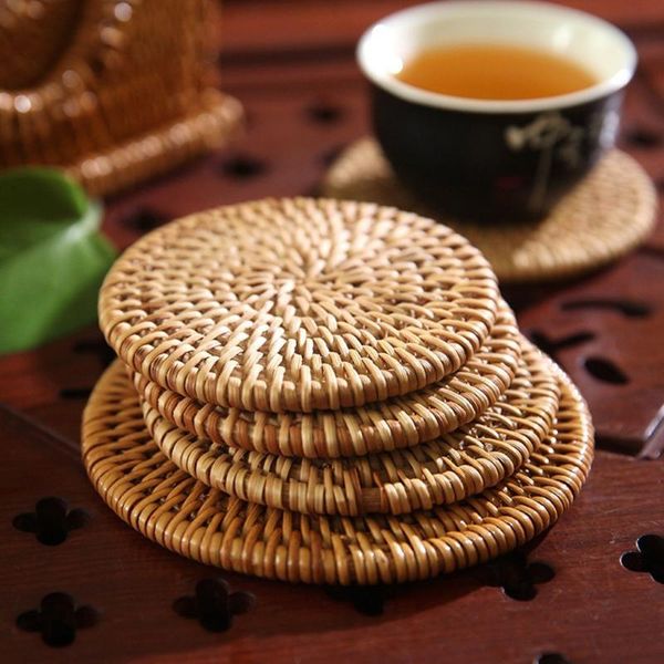 

mats & pads 18cm/25cm/30cm/35cm/38cm round water hyacinth placemat, high-quality woven wicker table mat