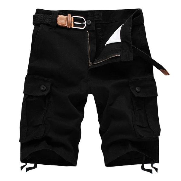 

men's shorts summer straight five-point pants loose multi-pocket plus size outdoor sports overalls men, White;black