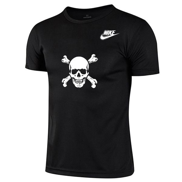 

heat transfer printed skull men's t-shirt casual crew neck clothing, White;black