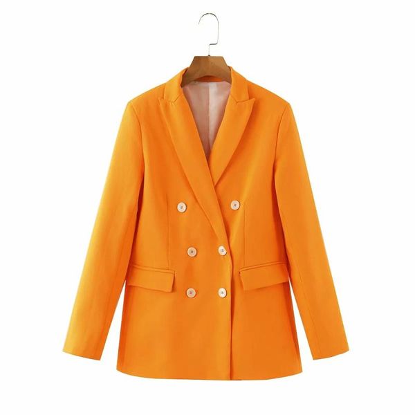 

casual women orange double breasted blazers 2021 fashion ladies long sleeve blazer suits elegant female loose jacket girls chic, White;black