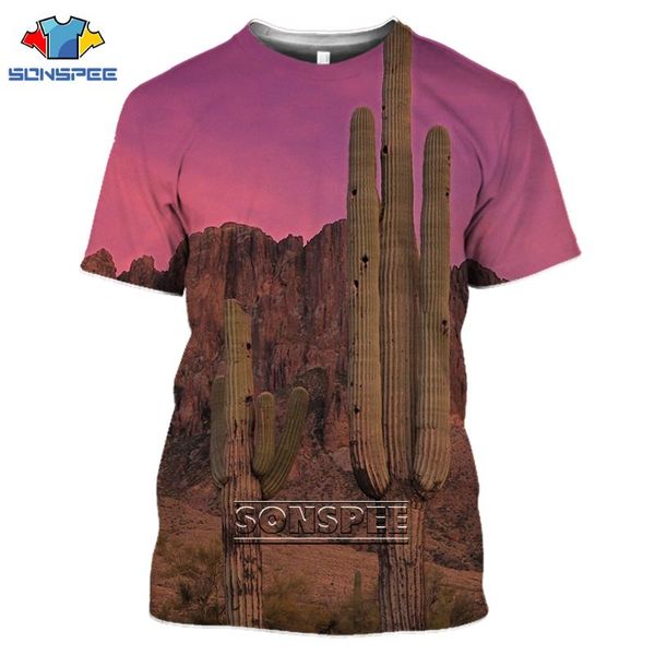 

men's t-shirts sonspee cactus plant desert men women 3d print t-shirt harajuku summer oversized fashion soft hawaii short sleeve o-neck, White;black