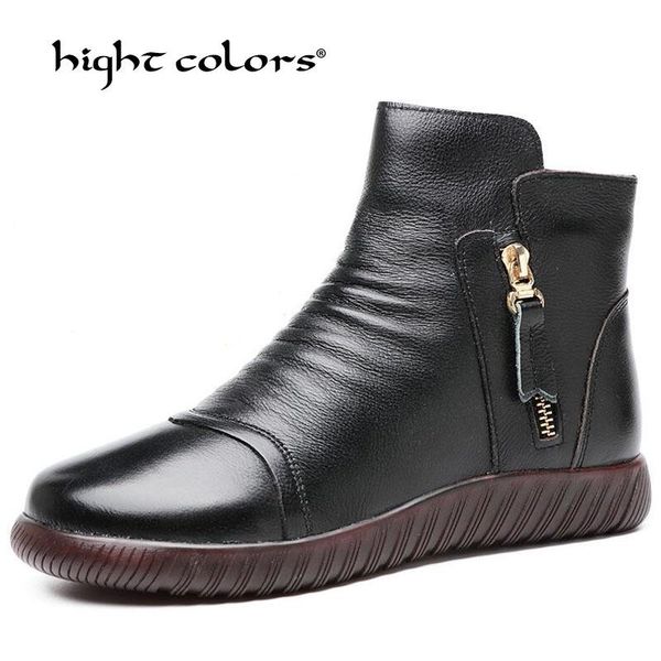 

boots large size 35~39 lace up mid-calf women autumn soft leather fashion white square heel woman shoes winter, Black