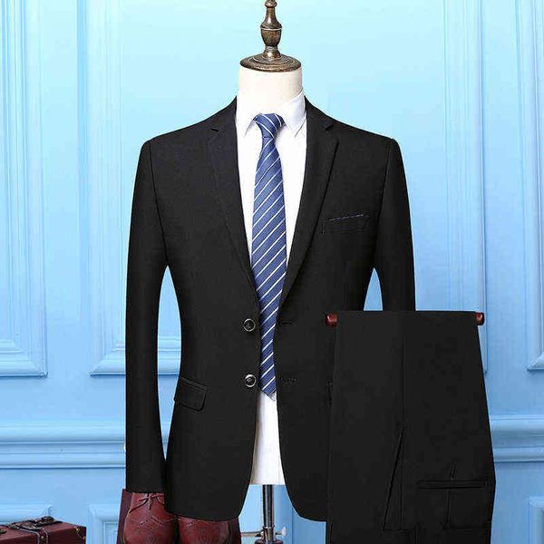 

luxury men's suits blazers 2021 busins two-piece dinner man double fork two grain suit men's, White;black