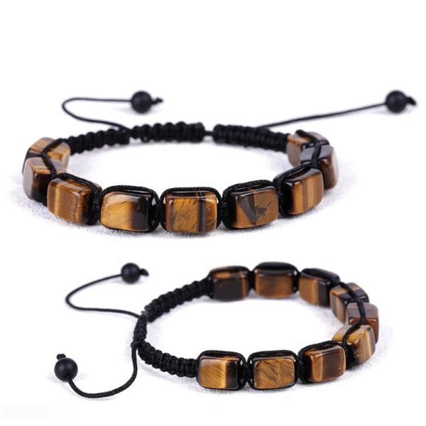 

beaded strand 7 chakra bracelet men natural stone drop shipping bracelet healing irregular beads handmade adjustable rope bracelet for women, Black