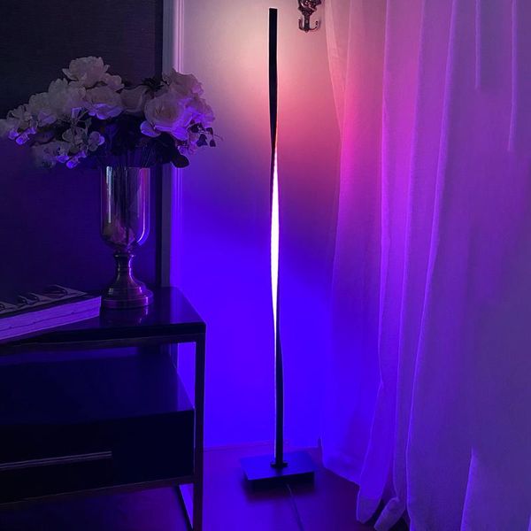 

modern rgb led floor lamp for bedroom bedside decoration,home living room floor light indoor standing lighting fixtures dimming