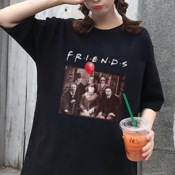 

friends casual print fun loose hip hop punk short sleeve female harajuku tees vintage ulzzang t-shirt dropshipping big size, White