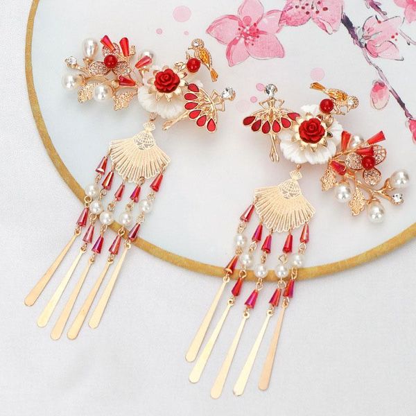 

hair clips & barrettes bride tiara show wo clothing toast dress headpiece tassel phoenix crown accessories classical wedding ea, Golden;silver