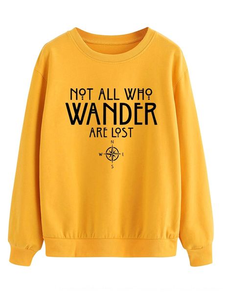 

fashion lneck round all who wander are lost letter sweater kg-547, Black